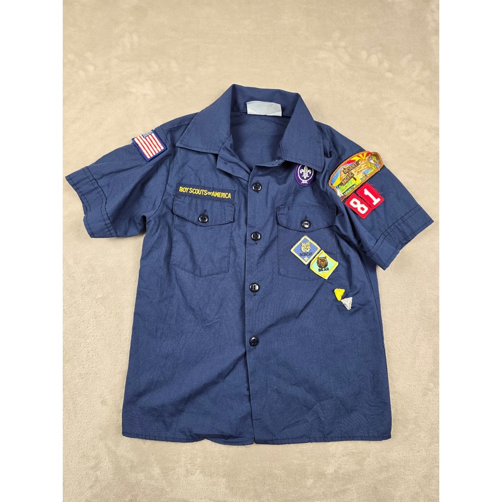 Boy Scouts of America Shirt Kids‎ Youth M 10-12 Blue Patches USA Made Gorpcore